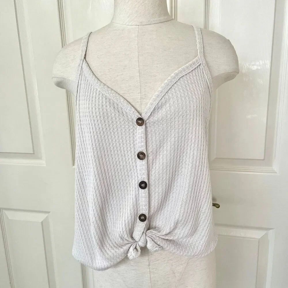 Sky and Sparrow knit button tank top